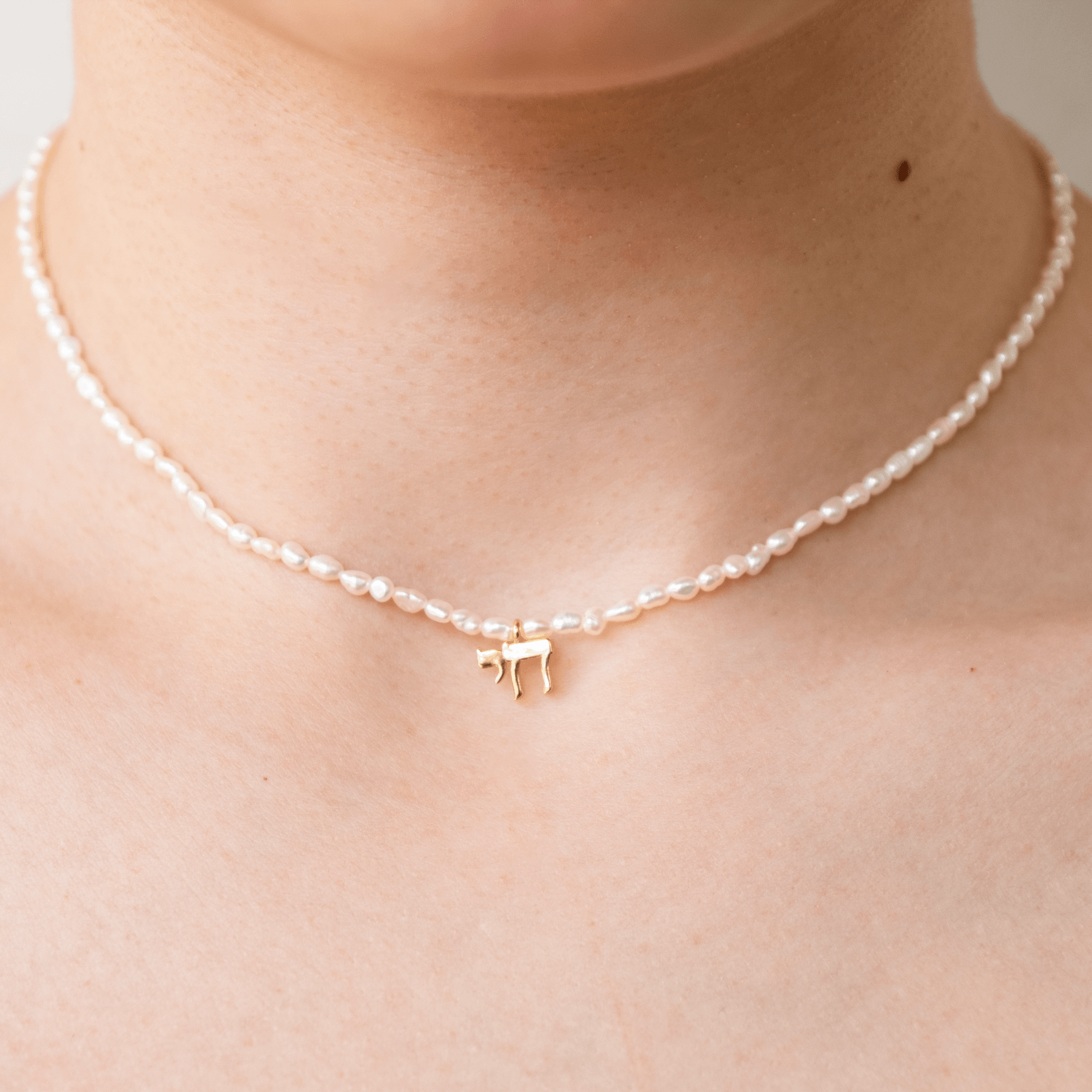 Hineni Necklaces Gold / Solo Necklace The Everyday Pearl Chai Necklace - Gold Vermeil or Sterling Silver