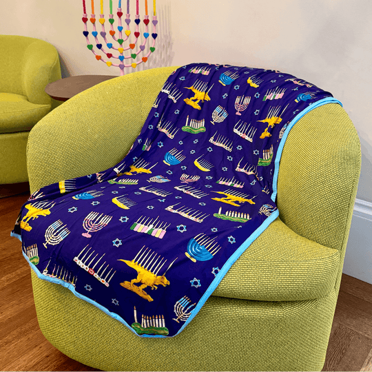 Hanukkah Many Menorahs Bamboo Blanket