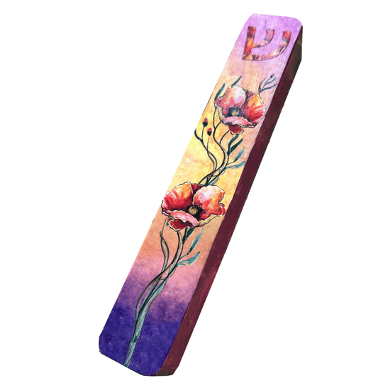 Israeli Poppy Flowers Mezuzah Case by Anna Abramzon