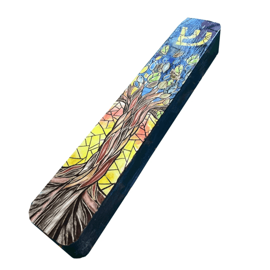 Stained Glass Style Tree of Life Mezuzah Case by Anna Abramzon