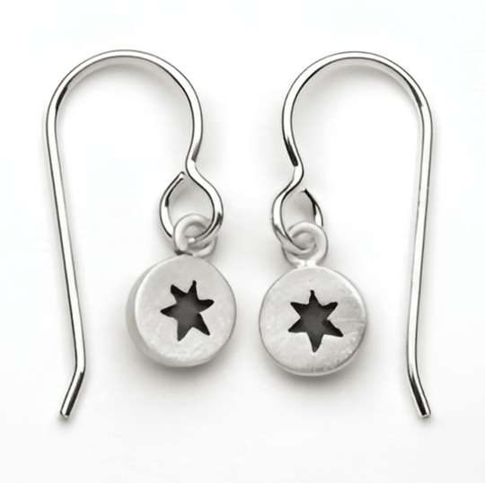 Tiny Dot Star of David Sterling Silver Earrings by Emily Rosenfeld