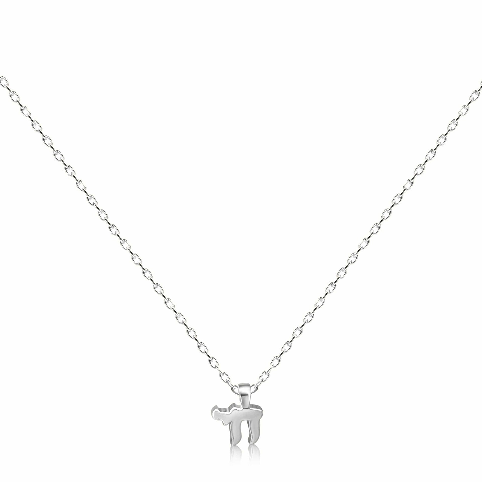 Alef Bet Necklaces Sterling Silver Tiny Chai Necklace - Sterling Silver