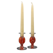 Rosetree Glass Studio Candlesticks Glass Smash Glass Short Shabbat Candlesticks by Rosetree Glass Studio