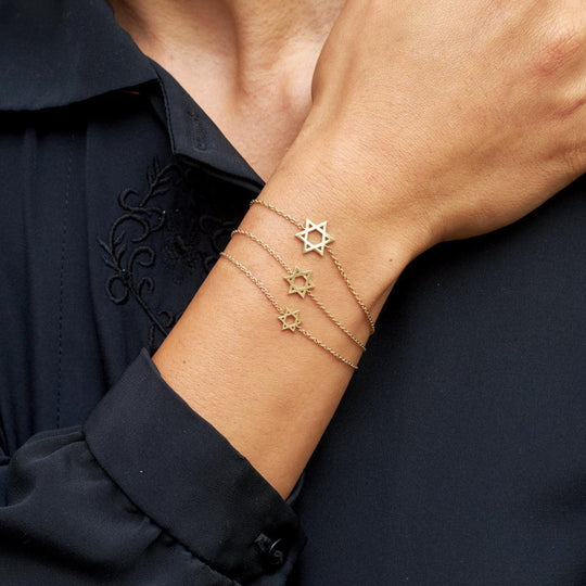 Classic Star of David Bracelet - 14k Yellow, Rose or White Gold