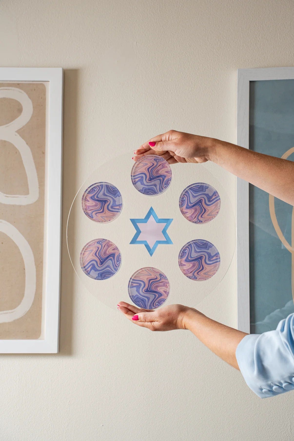 The Nosh Table Seder Plates Lavender Swirl Seder Plate