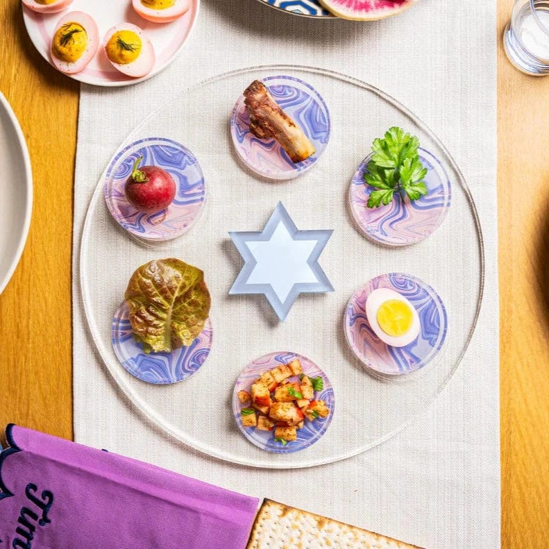 The Nosh Table Seder Plates Lavender Swirl Seder Plate
