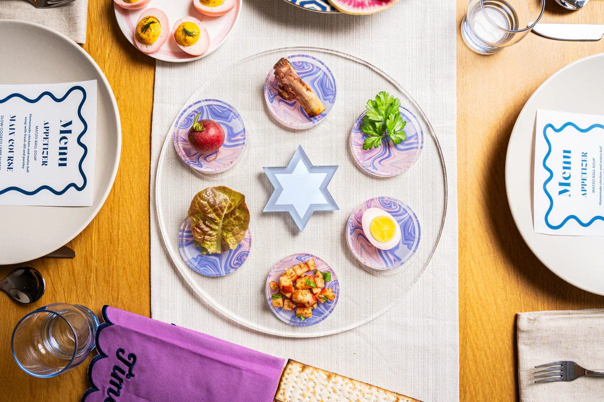 The Nosh Table Seder Plates Lavender Swirl Seder Plate