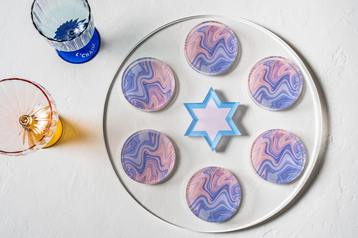 The Nosh Table Seder Plates Lavender Swirl Seder Plate