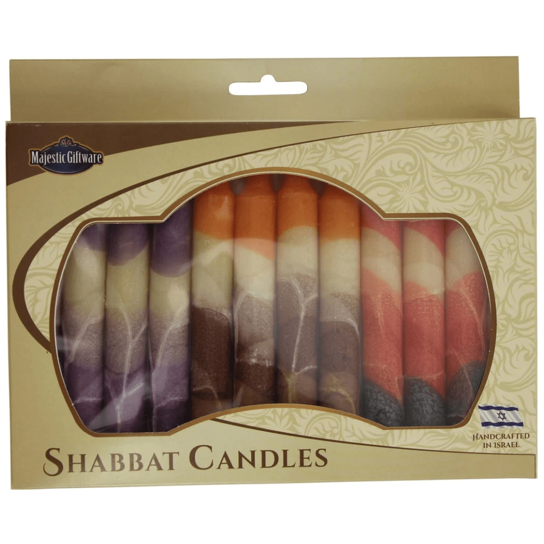 Safed Shabbat Candles Israeli Hand-Crafted Cream Mix Shabbat Candles | Set of 12