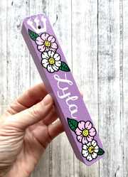 Lea Joelle Handmade Mezuzahs Personalized Flower Mezuzah - Lavender