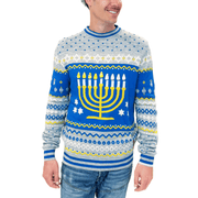 Tipsy Elves Sweaters Men's Reversible Menorah Sequin Sweater by Tipsy Elves (Sizes Small - 5XL)