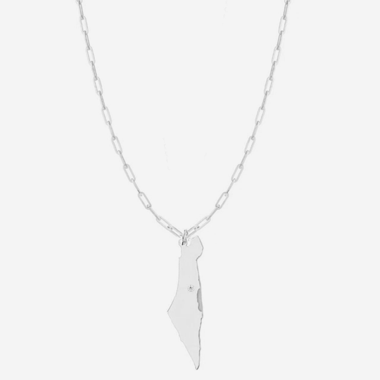Eretz Israel Diamond Paperclip Necklace - Sterling Silver - 16" Chain