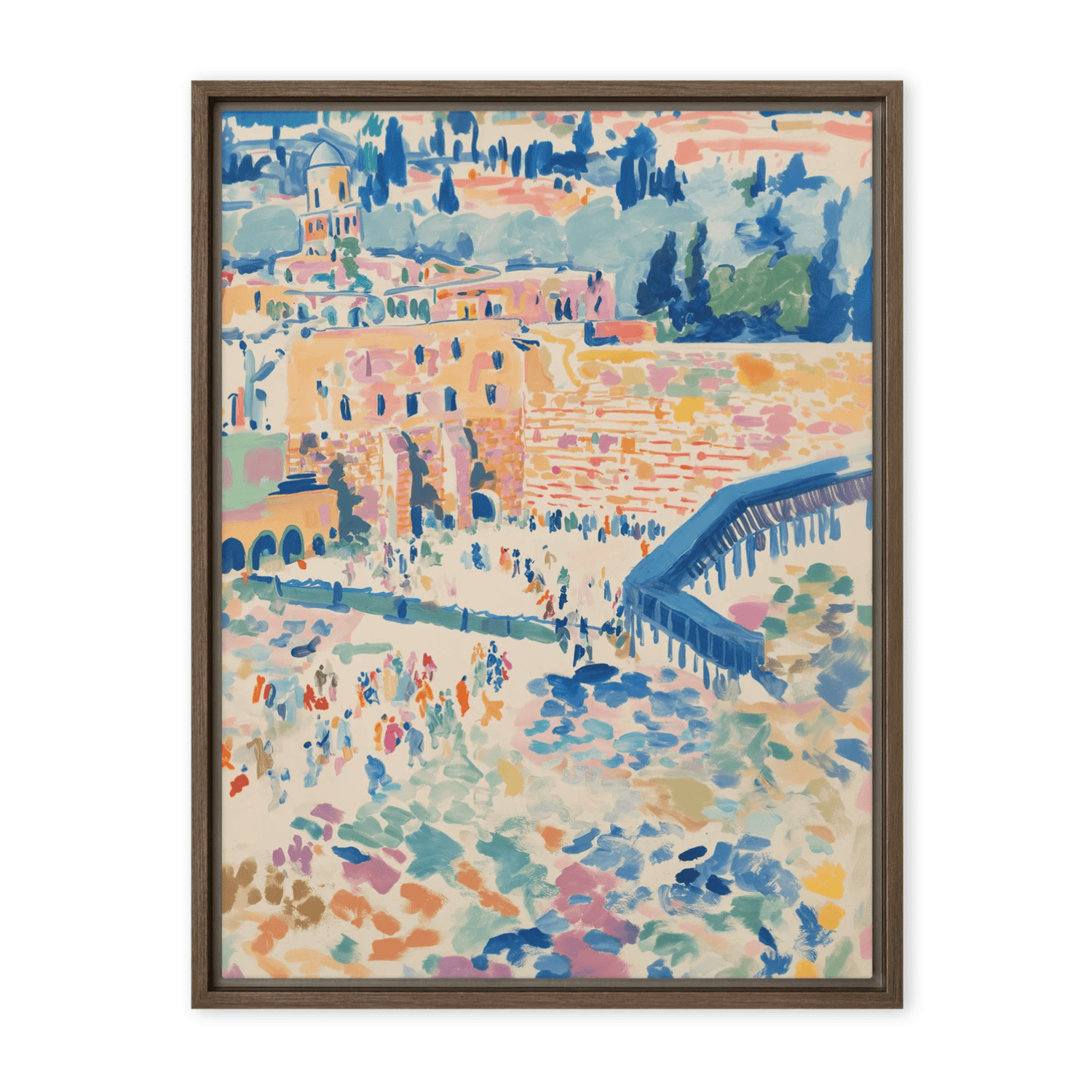 Beraishis Prints Brown / 24x32 Impressions of the Jerusalem Wall Framed Canvas by Beraishis