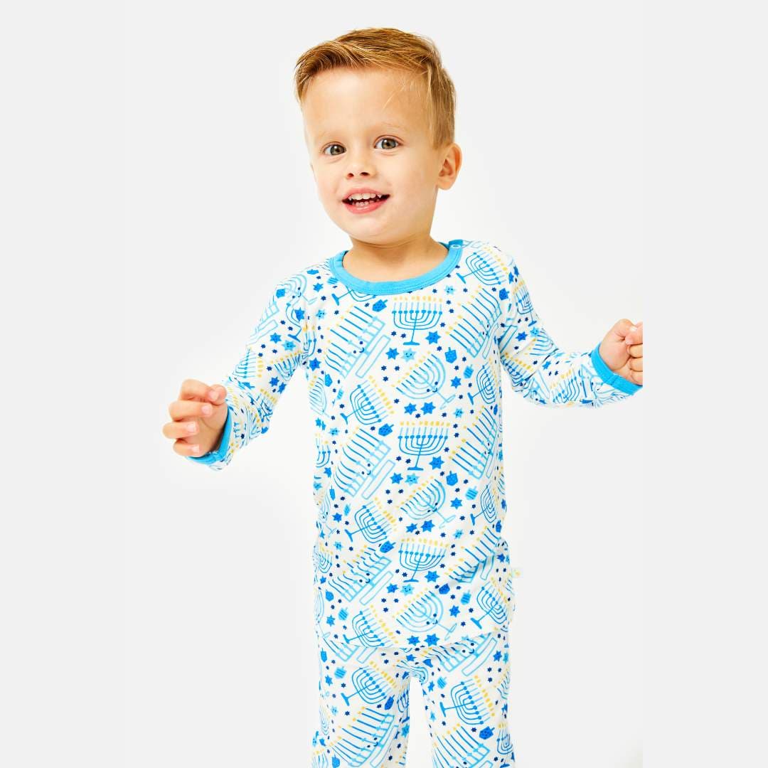 Clover Baby and Kids Pajamas Kids Long Sleeve Menorah Pajamas Set - (12M - 6T)