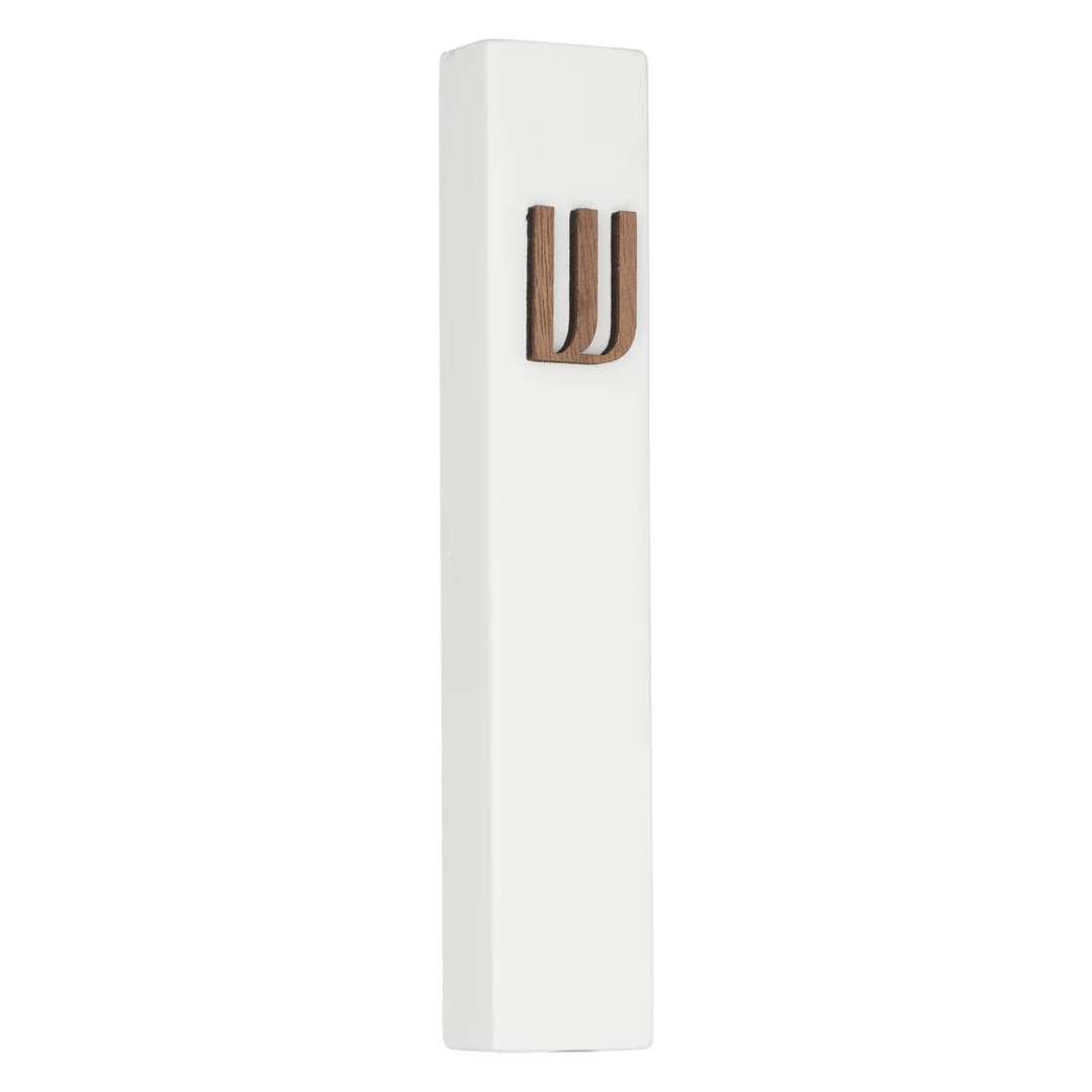 A&S Mezuzot Mezuzahs White Concrete Mezuzah with Wooden Shin