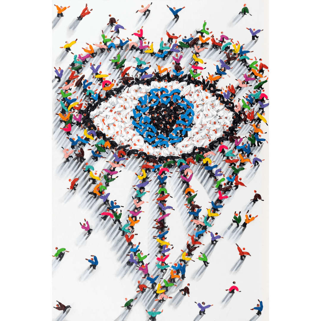 Hulbert Waldroup Prints Heart and Evil Eye Signed Canvas Giclée Print by Hulbert Waldroup