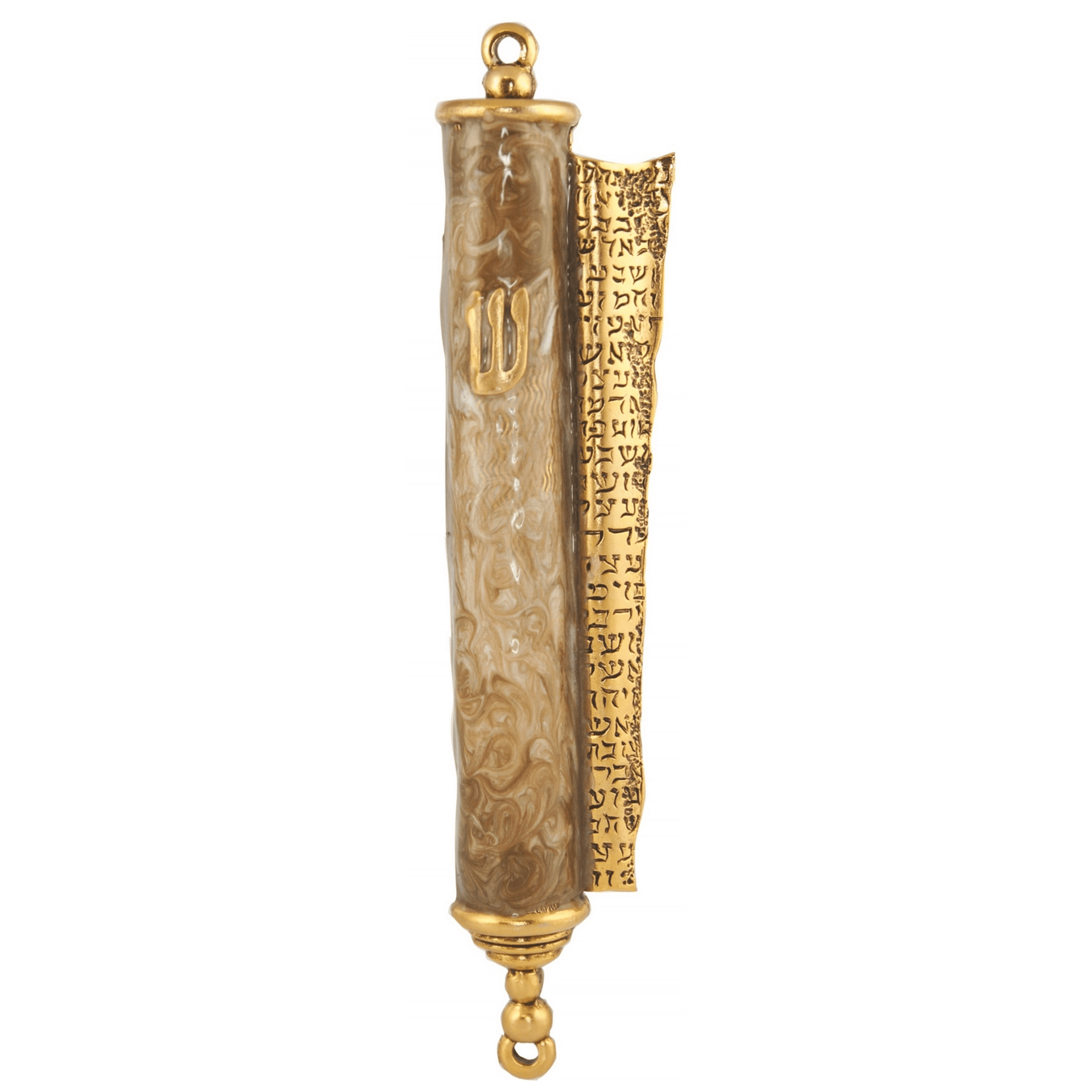 Quest Collection Mezuzahs 24k Gold-Plated Open Scroll Mezuzah