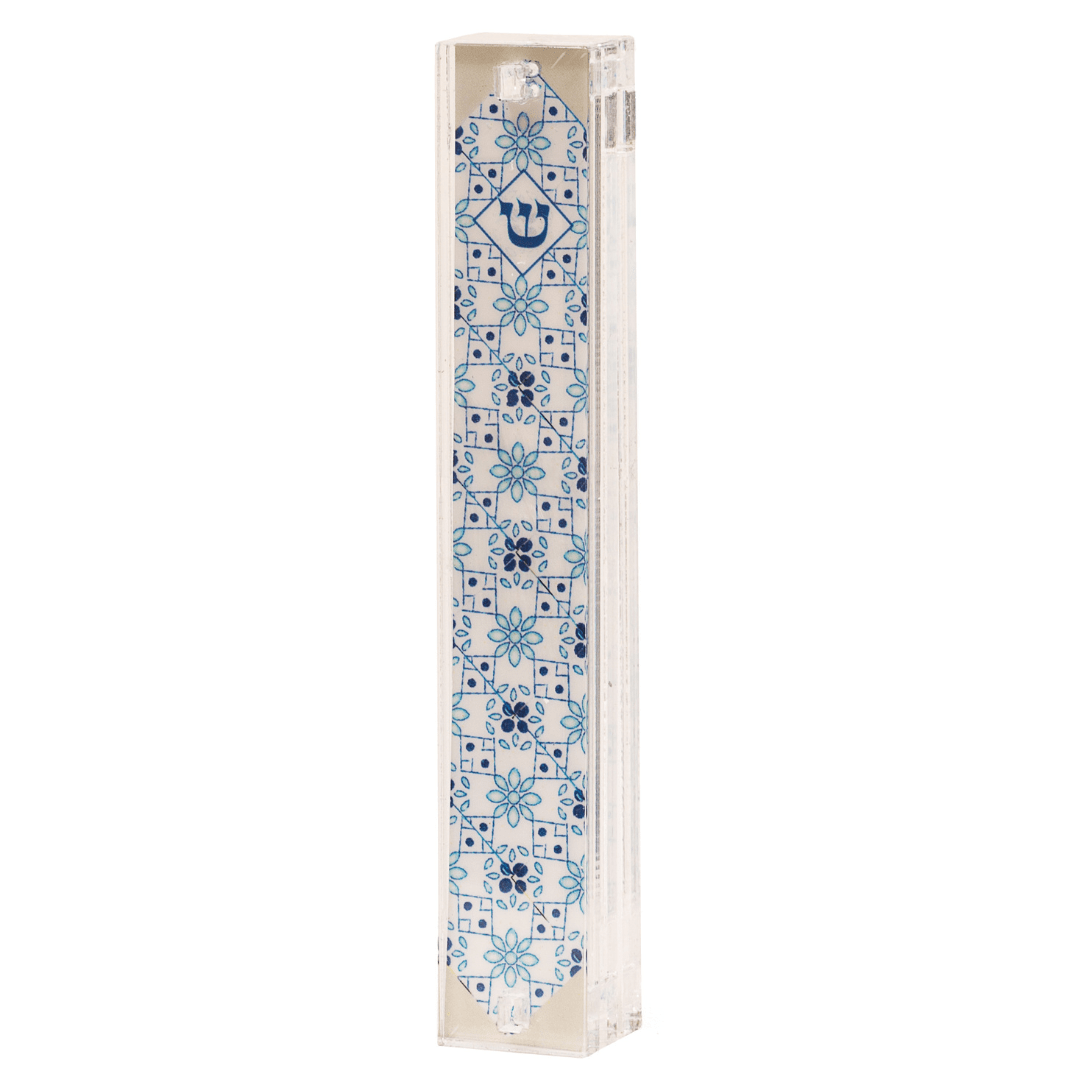 Israel Museum Mezuzahs Blue Floral Mezuzah by Israel Museum