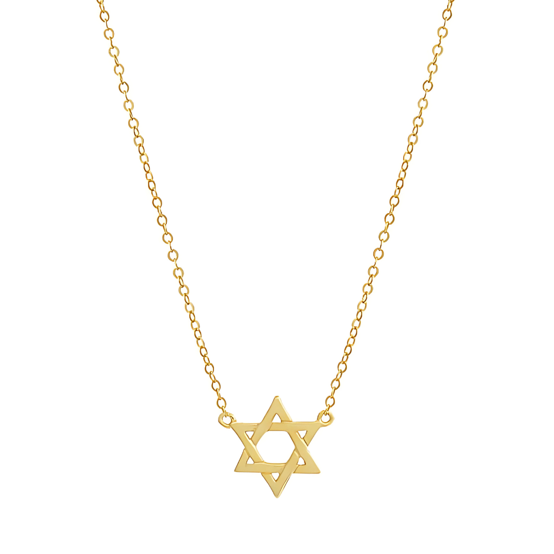 Gold-Plated Solid Star of David Necklace - Main Image