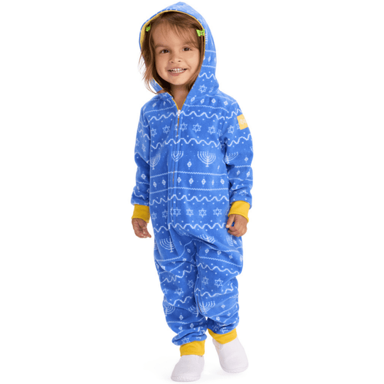 Baby and Toddler Blue Hanukkah Jumpsuit by Tipsy Elves (Sizes 6M - 4T)