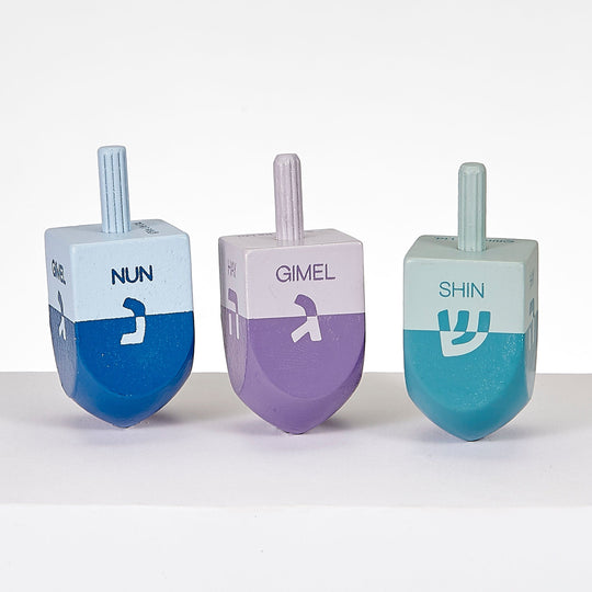 Large Colorblock Wooden Dreidels in Pastel Colors