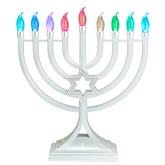 LED Menorah With Multifunction Color Changing Lights - White