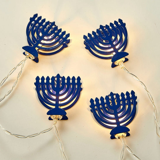 Blue Menorah String Lights
