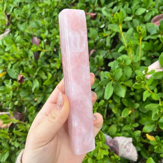 Engraved Rose Quartz Mezuzah Case