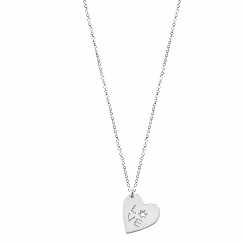 Miriam Merenfeld Jewelry Necklaces Zionist Love Heart Necklace - (Sterling Silver or Gold Vermeil)