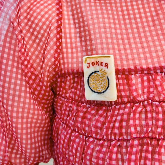 Hand-Painted Mahjong Brooch