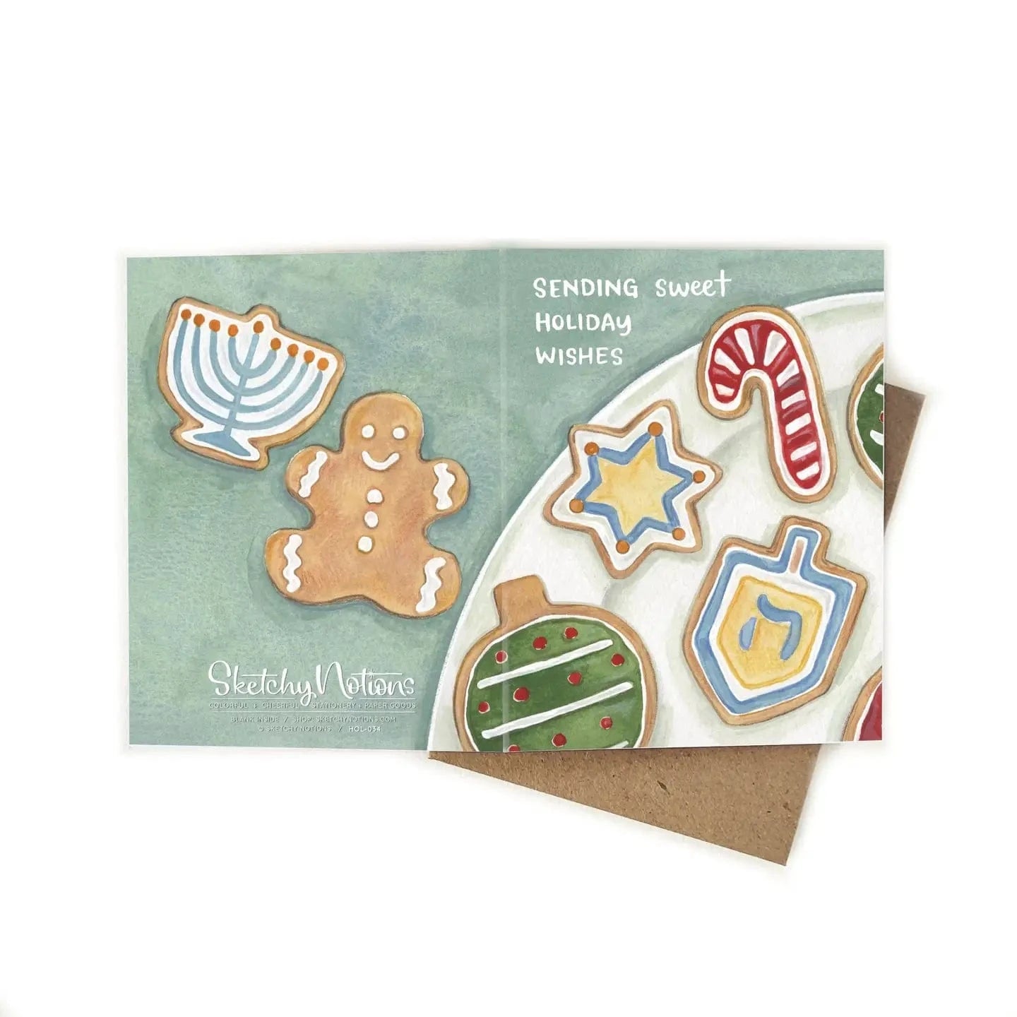 Sketchy Notions Cards Sweet Holiday Wishes Hanukkah and Christmas Card - Pack of 6