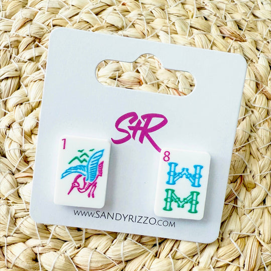Bam Bird Pastel Mahjong Stud Earrings