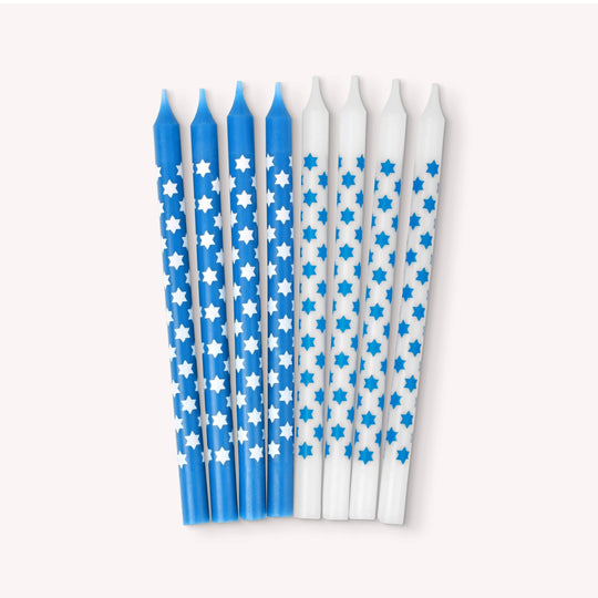 Blue and White Star of David Hanukkah Candles