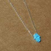 Alef Bet Necklaces Blue Opal Blue Opal Hamsa Necklace