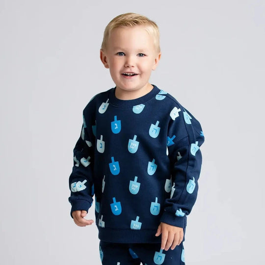 Sporty Hanukkah Dreidels Sweatshirt by Monica + Andy - (Sizes 2T - 14)