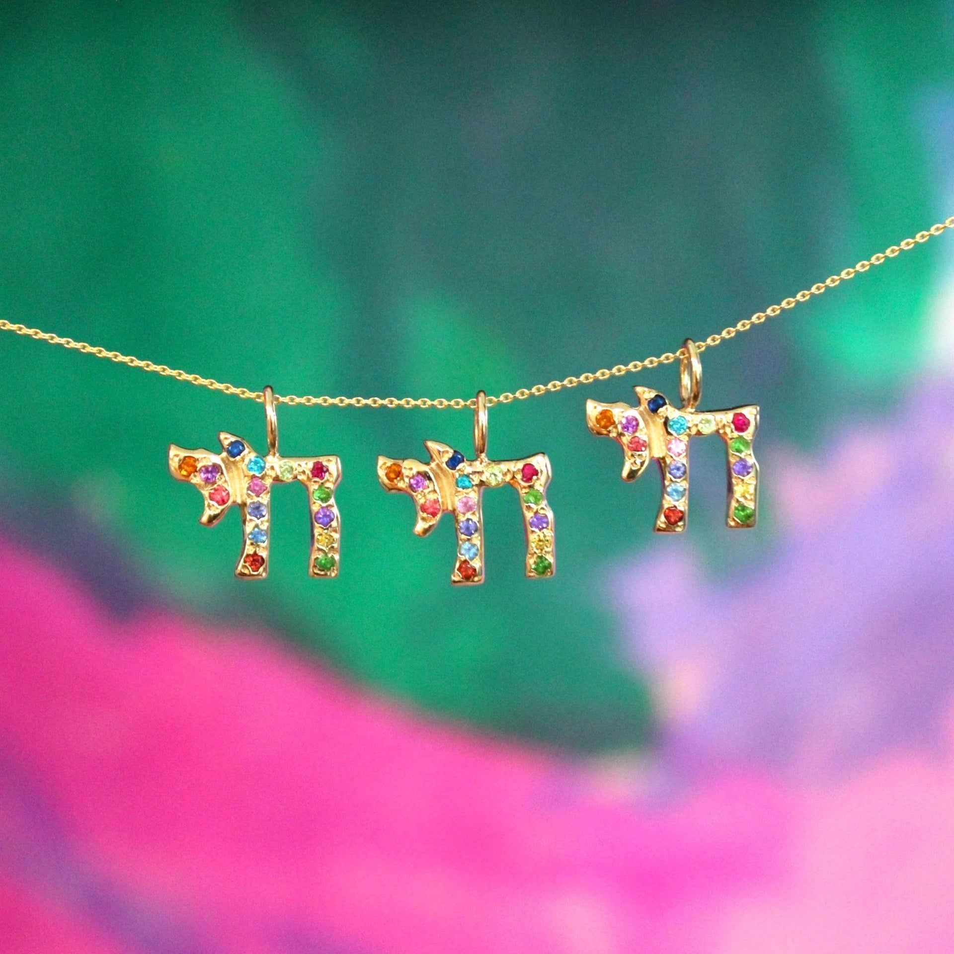 Elisa Solomon Necklaces 14k Gold Custom Hamsa Charm by Elisa Solomon - (Choice of Gem Stones) (Copy)