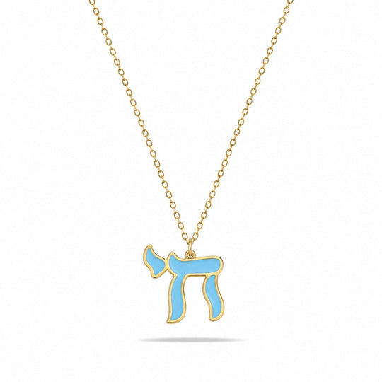 Enamel Chai Necklace - Light Blue