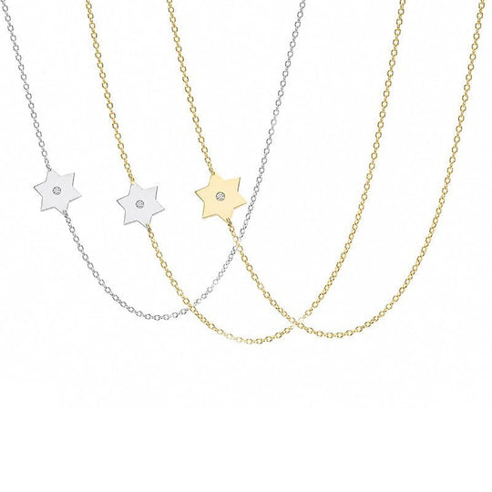 Dani Classic Star of David Diamond Necklace - (Gold-Plated , Sterling Silver or Two-Tone)