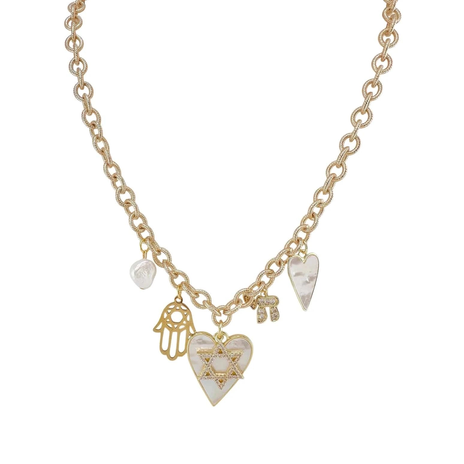 Love, Lisa Necklaces Shira Pearl Jewish Charm Necklace