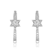Alef Bet Necklaces Diamond Pave Jewish Star Earrings-Yellow Gold or White Gold