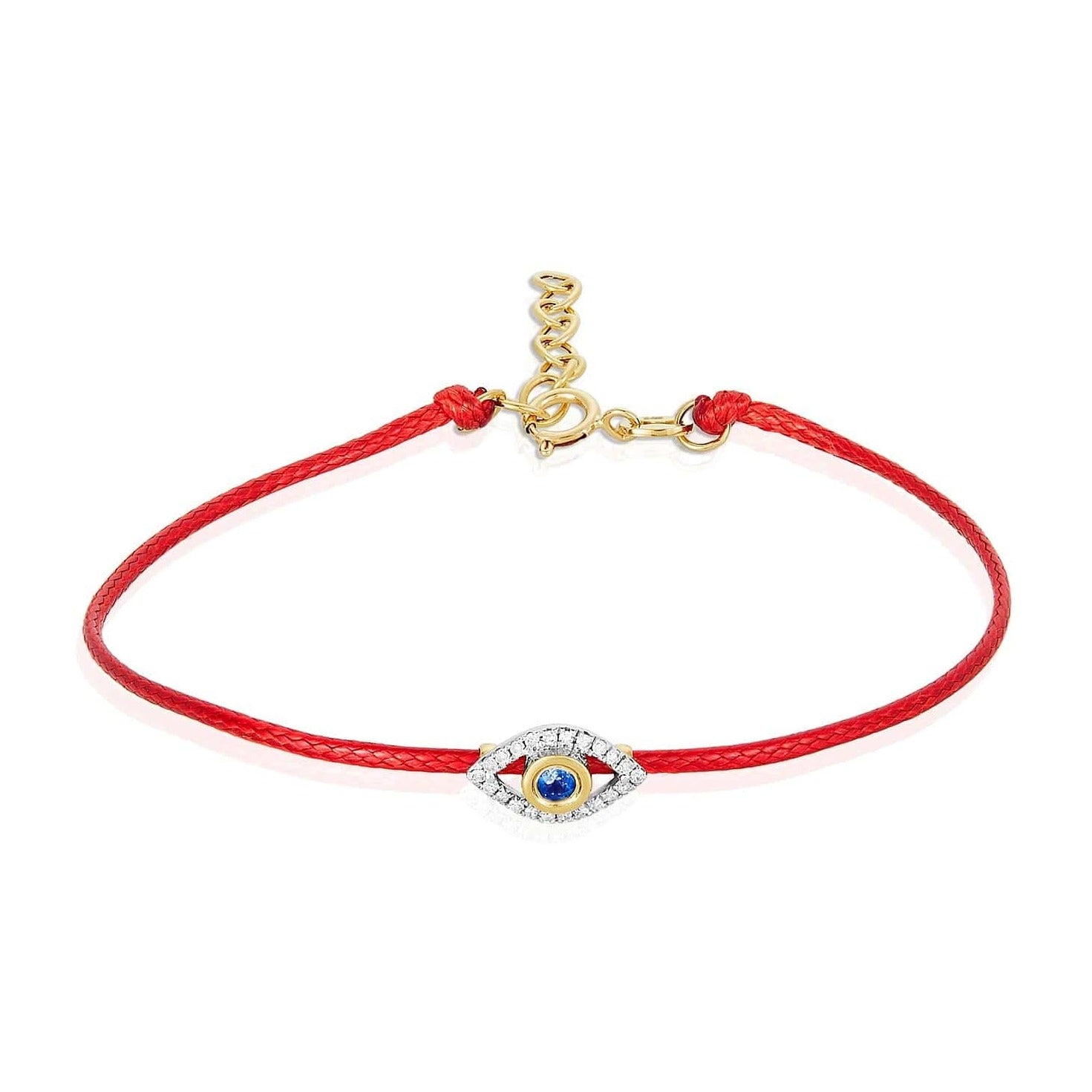 Red Thread Bracelet with Blue Evil Eye Charm and Lucky Hamsa 7 inch (Average Length)