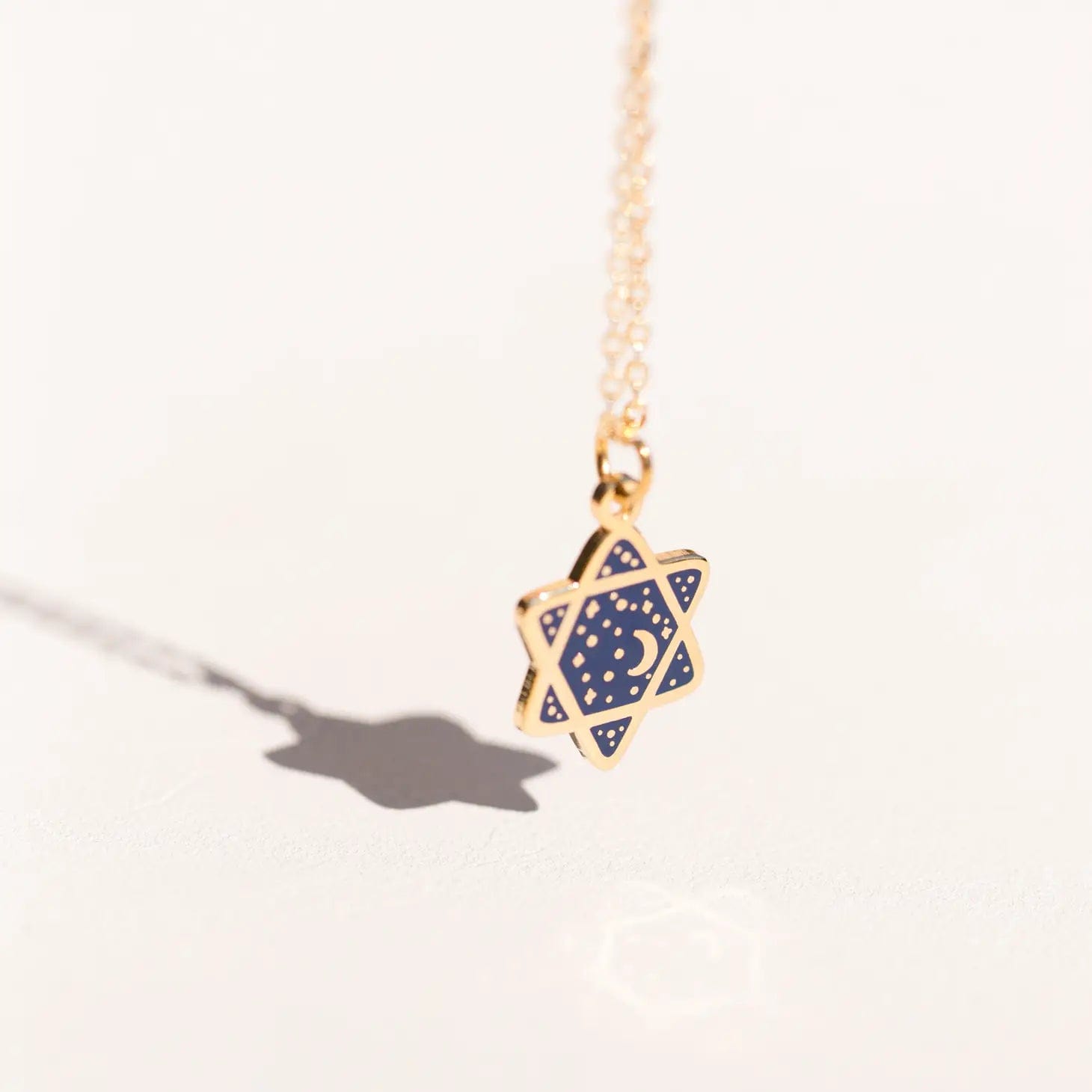 Sarah Day Arts Necklaces Navy Cosmic Star of David Necklace - 22k Gold Plated
