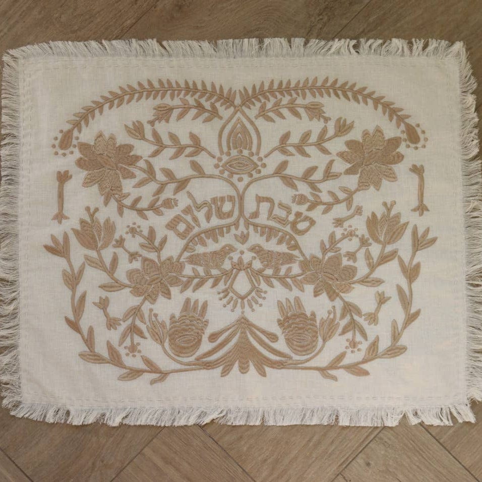 Handmade Linen Challah Cover Gold