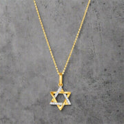 Alef Bet Necklaces Two Tone Diamond Star of David Necklace - 14k Gold
