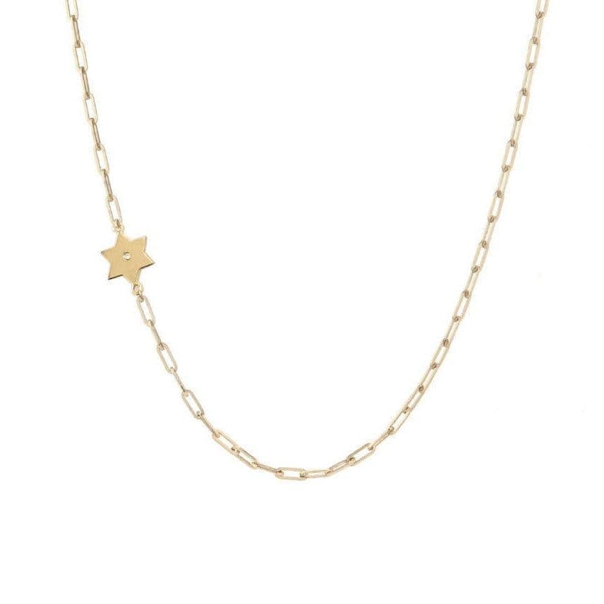 Miriam Merenfeld Jewelry Necklaces Paperclip Star of David Necklace - Gold-Plated 16"