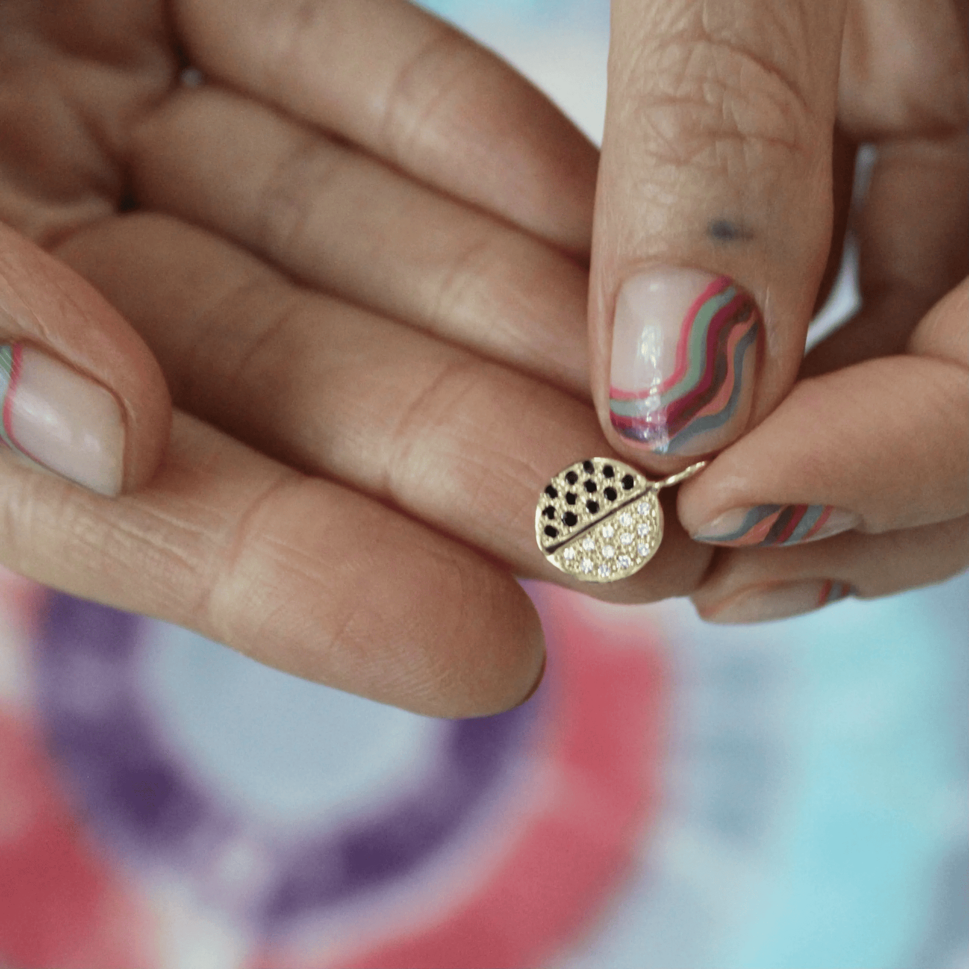 Elisa Solomon Necklaces Black and White Cookie Charm by Elisa Solomon - 14k Yellow, Rose or White Gold, or Sterling Silver