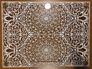 Sketch Blue Studio Challah Boards Intricate Paper Cut Glass Challah Board by Sketch Blue Studio – Choice of Metal Standoffs