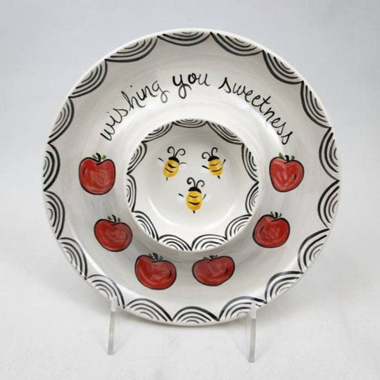 Hand-Painted Ceramic Wishing Your Sweetness Apples and Honey Dish
