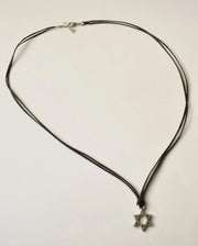 Shani and Adi Jewelry Bracelets Silver Magen David Necklace on Black Cord