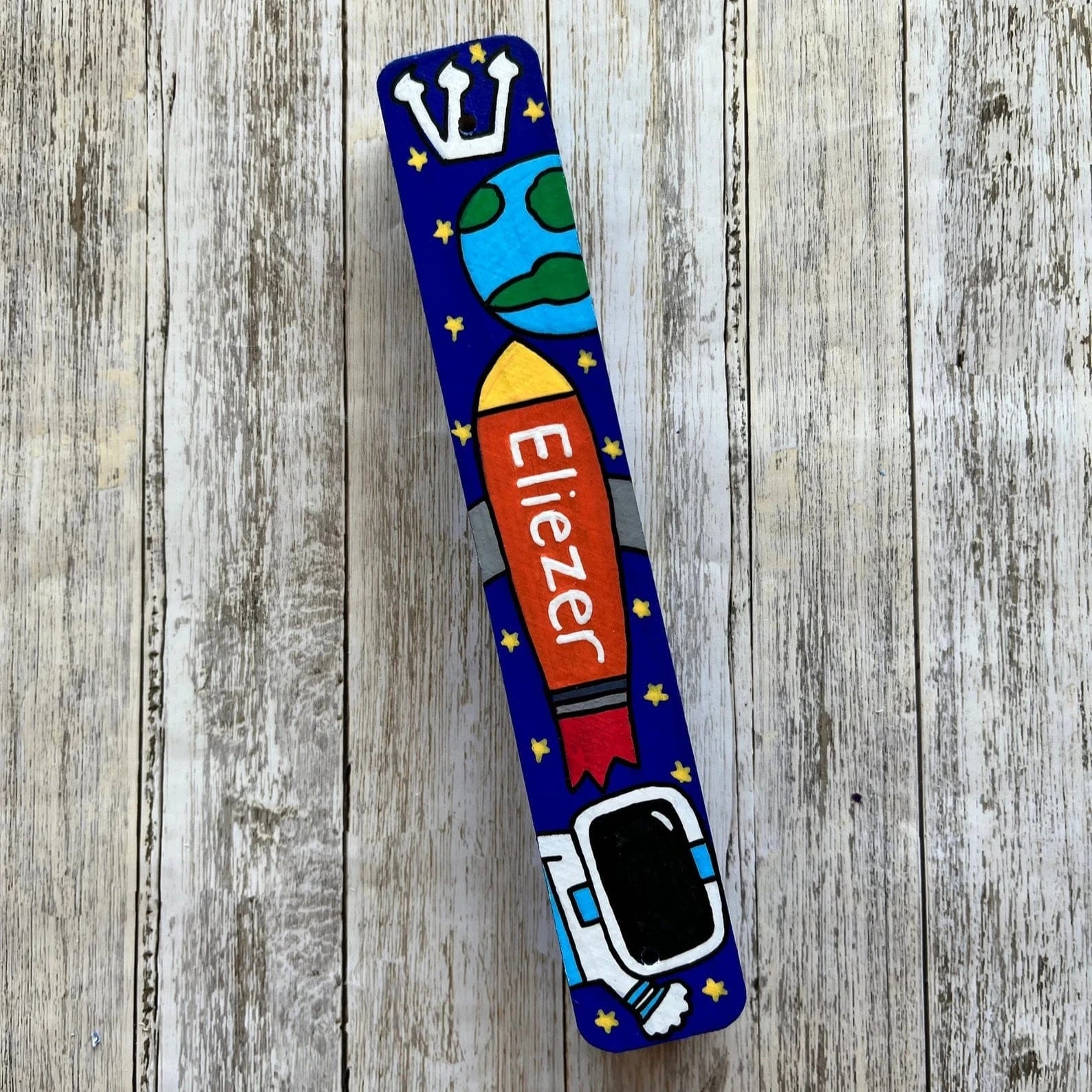 Lea Joelle Handmade Mezuzahs Personalized Astronaut Mezuzah - Cobalt Blue